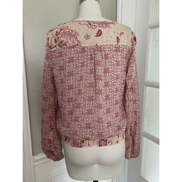 EUC White House Black Market Sienna Floral Block Print Blouson Top S - Picture 5 of 7